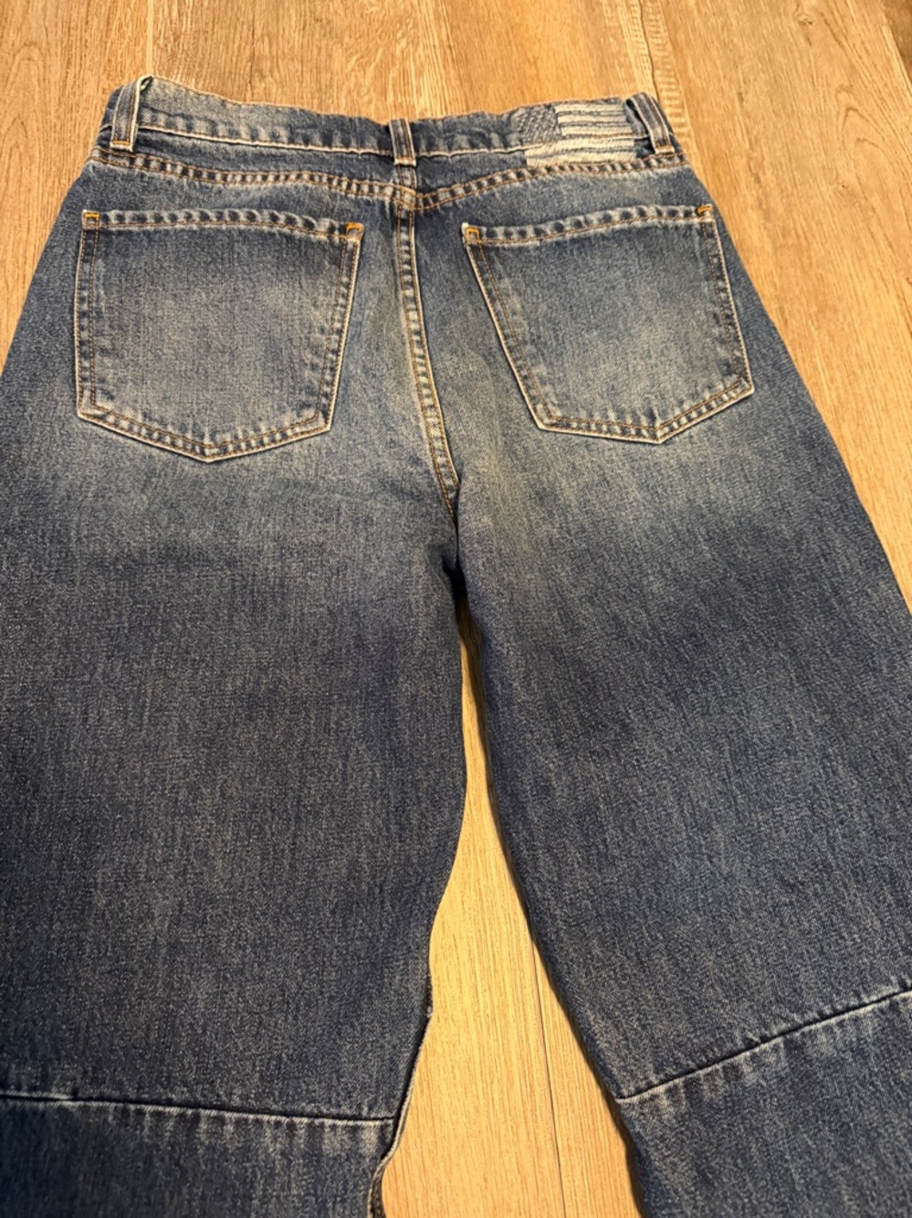 REVICE Two-Tone Patchwork Straight Jeans in Dark and Light Blue - Picture 7 of 9